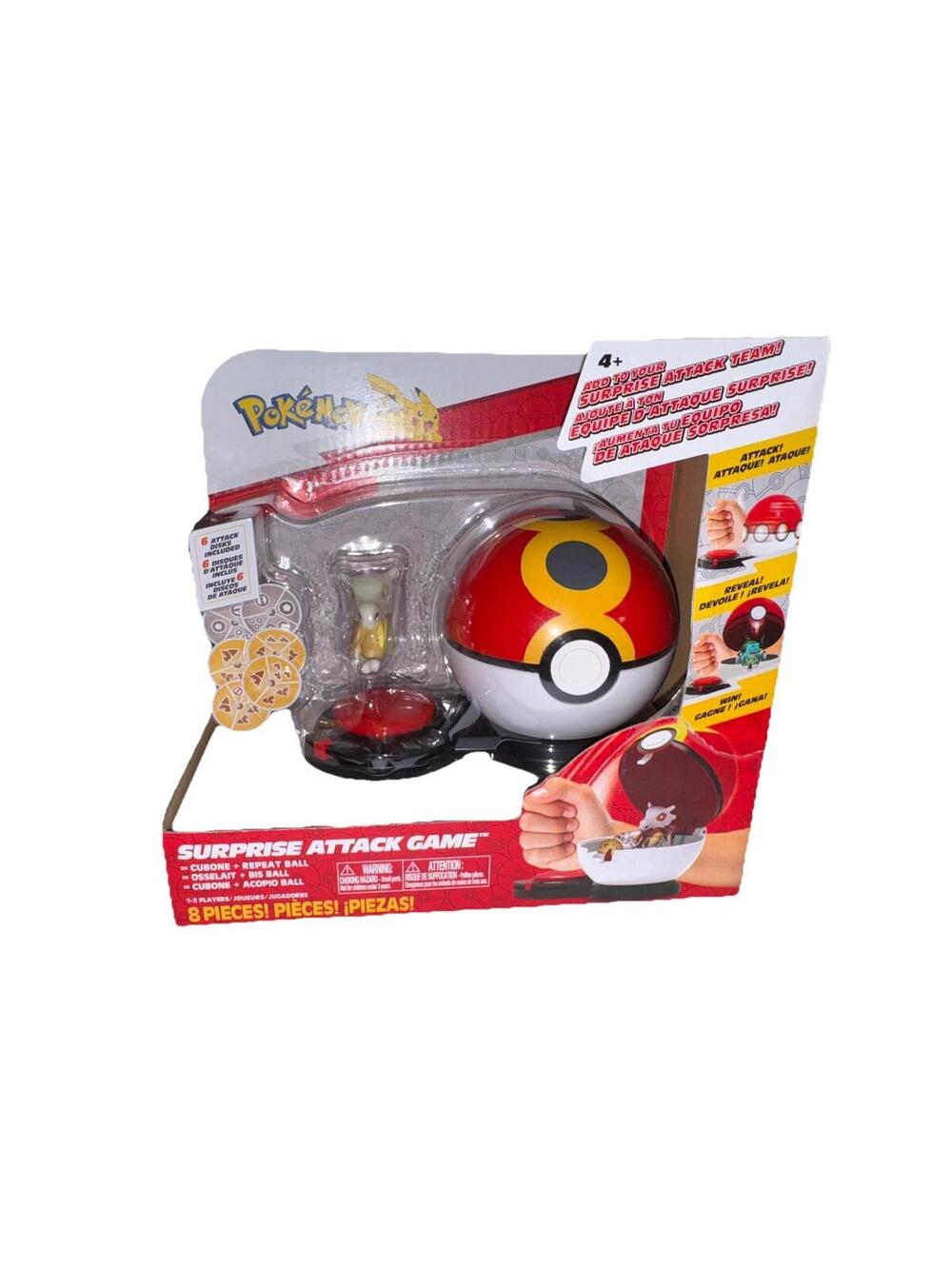 Pokemon Surprise Attack Game w/ CUBONE & REPEAT BALL Jazwares w/ 6 Attack Disks